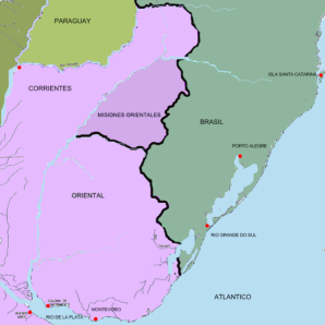 Mapa donde aparece la Provincia Oriental (actual Uruguay) como parte de las Provincias Unidas del Río de la Plata.