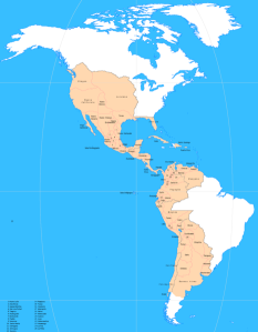 Hispanoamérica (las Indias) hacia 1800. De haber pertenecido unida tras su independencia, hoy sería la mayor Nación del mundo.