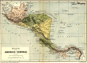 Mapa incluido en "Geografía de Centro América",  de José María Cáceres, París Garnier Hermanos, 1891, pág. 26.