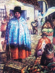 El Alto, cuadro de Arturo Borda (1883-1953). Bolivia es uno de los Estados hispanoamericanos donde más se hablan las lenguas indígenas; sin embargo, la mayoría de la población es, de hecho, mestiza y tiene en el español su idioma común.