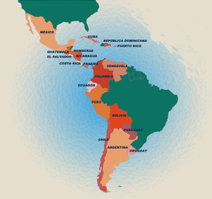 Las repúblicas resultantes de la fragmentación de Hispanoamérica, producto del imperialismo anglosajón.