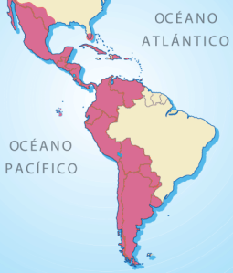 Mapa que muestra las zonas de América donde se habla habitualmente español.