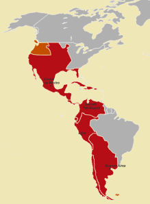 Las Indias (América Hispana) en su máxima extensión territorial, hacia 1790.