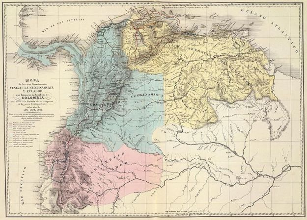 Panamá como parte de Colombia, en un mapa de 1821